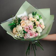 Букет цветов из:  Лизиантусы, Розы и Гвоздики #REPLACE_PRED# Митькино